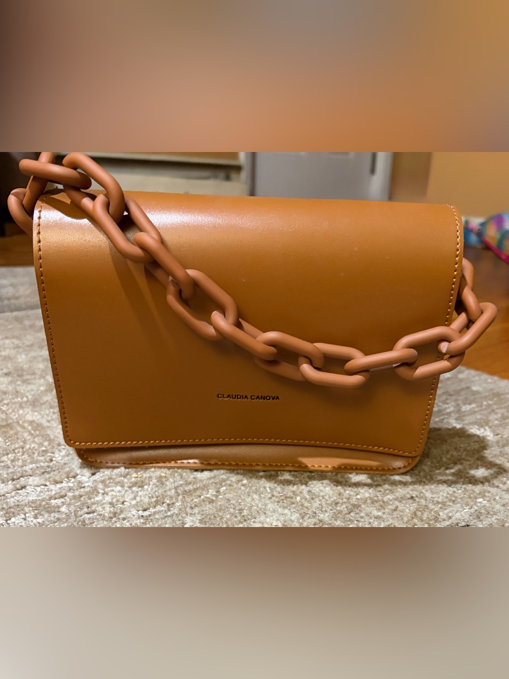NWOT Claudia Canova Tan Chain Shoulder Bag